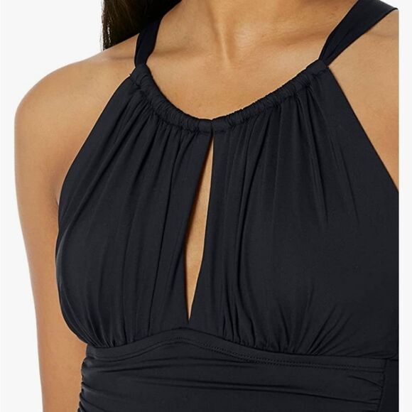 La Blanca Keyhole cut out front, criss cross back one piece swimsuit Size 4 NWT - Picture 3 of 3